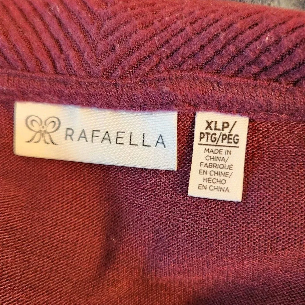 Rafaella Womens XLP‎ Petite  Cable Knit Sweater Burgundy Casual Soft Top NEW NWT